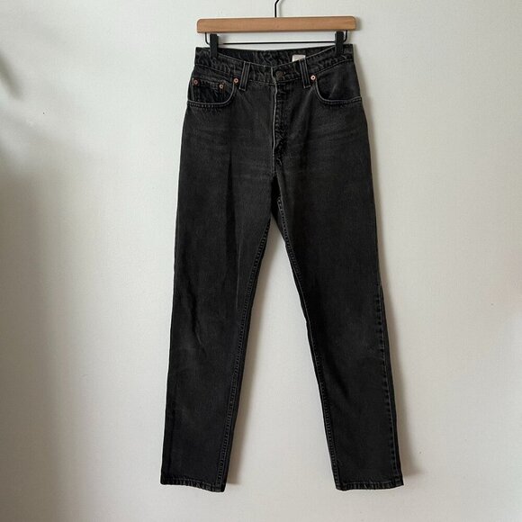 Vintage 1995 Levi's 505 Regular Fit Straight Leg Black Jeans Women's Size 9 - Picture 1 of 9